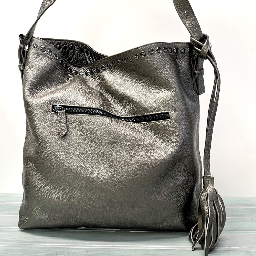 LAGGO Silver Metallic Leather Shoulder Bag/Tote